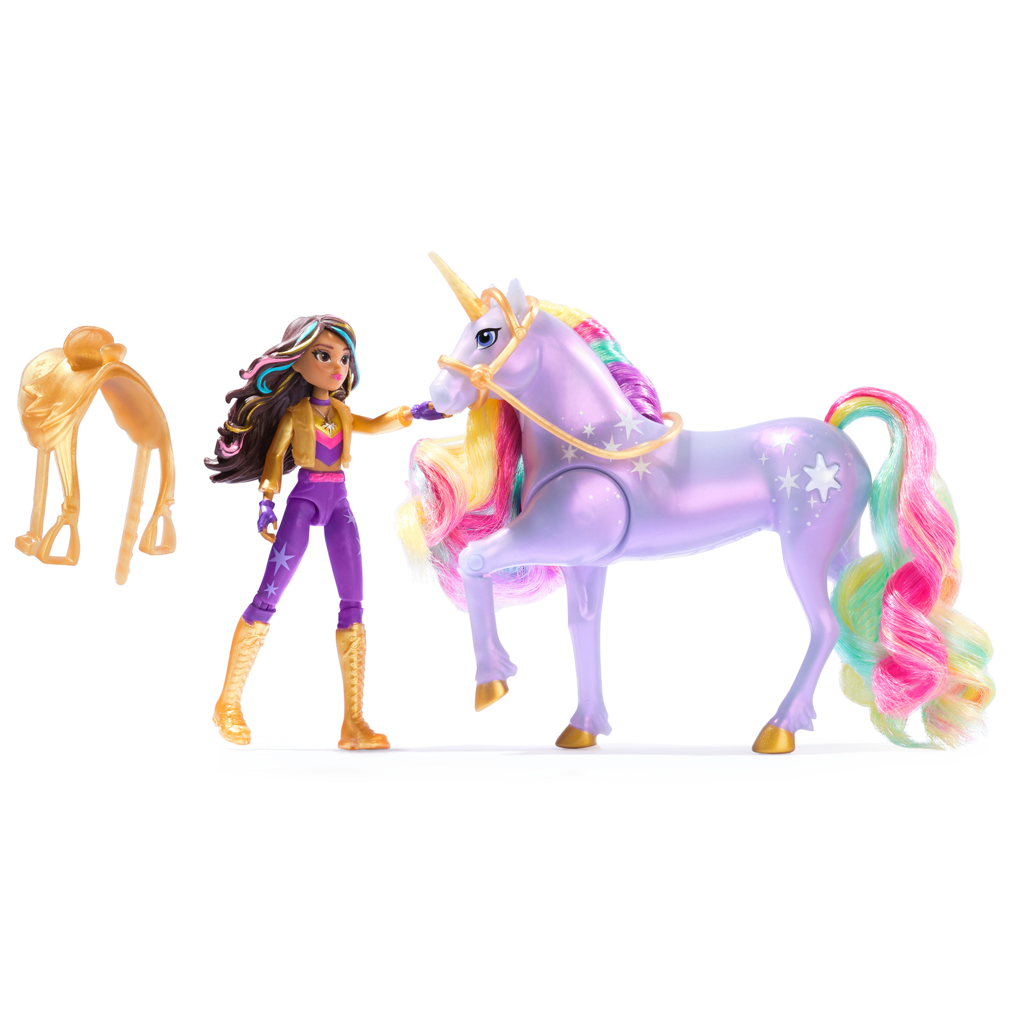 SET DE JUEGO MUÑECA 11CM Y UNICORNIO CON LUCES
