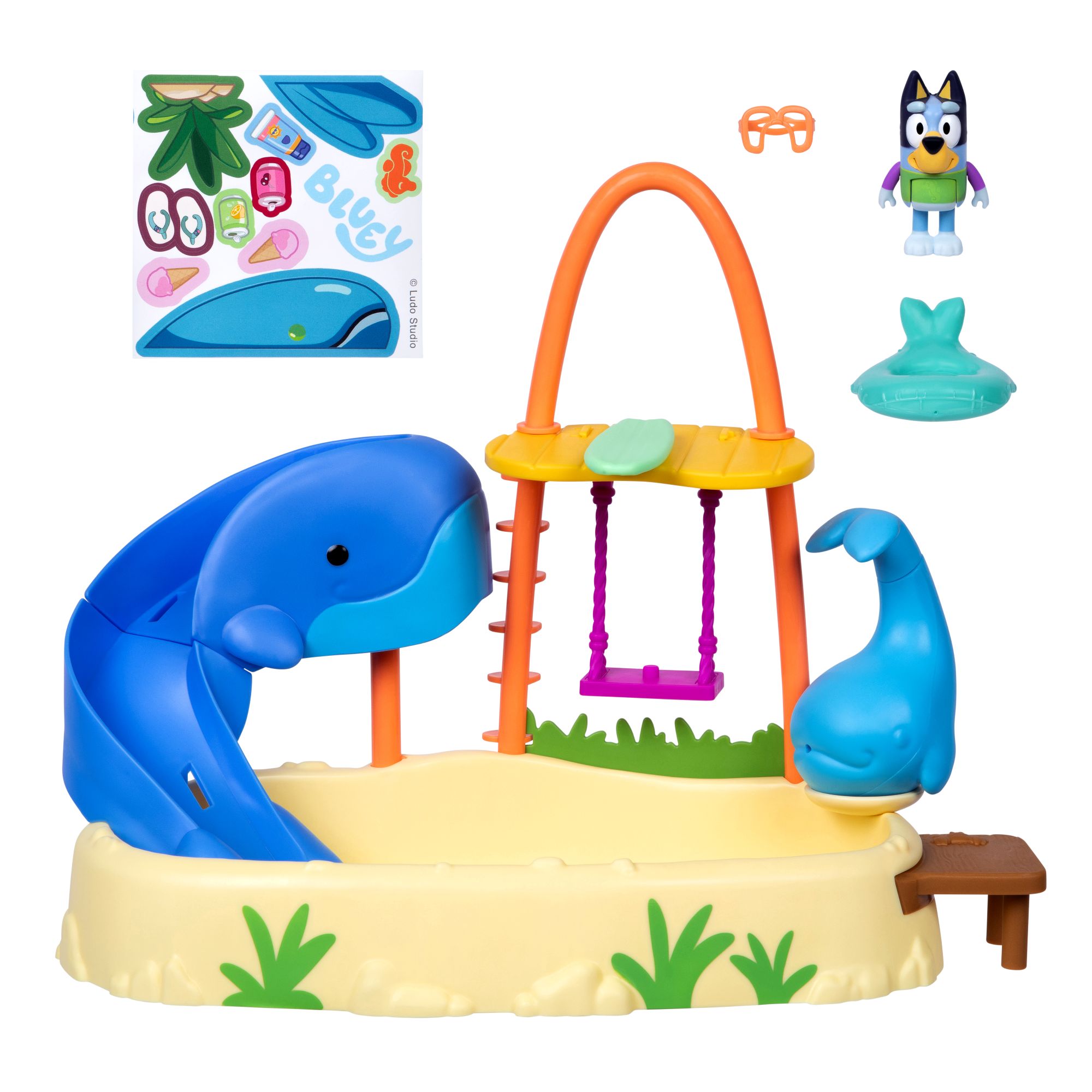 SET DE JUEGO PARQUE ACUATICO BALLENAS Y FIGURA BLUEY