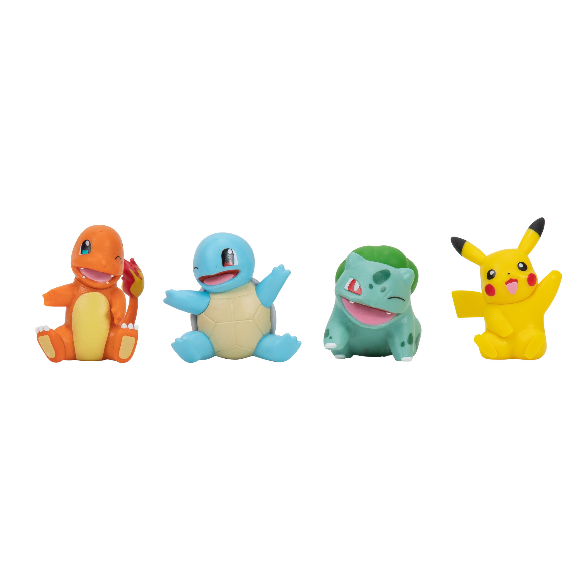 PACK X4 FIGURAS PIKACHU, BULBASAUR, CHARMANDER Y SQUIRTLE POKEMON