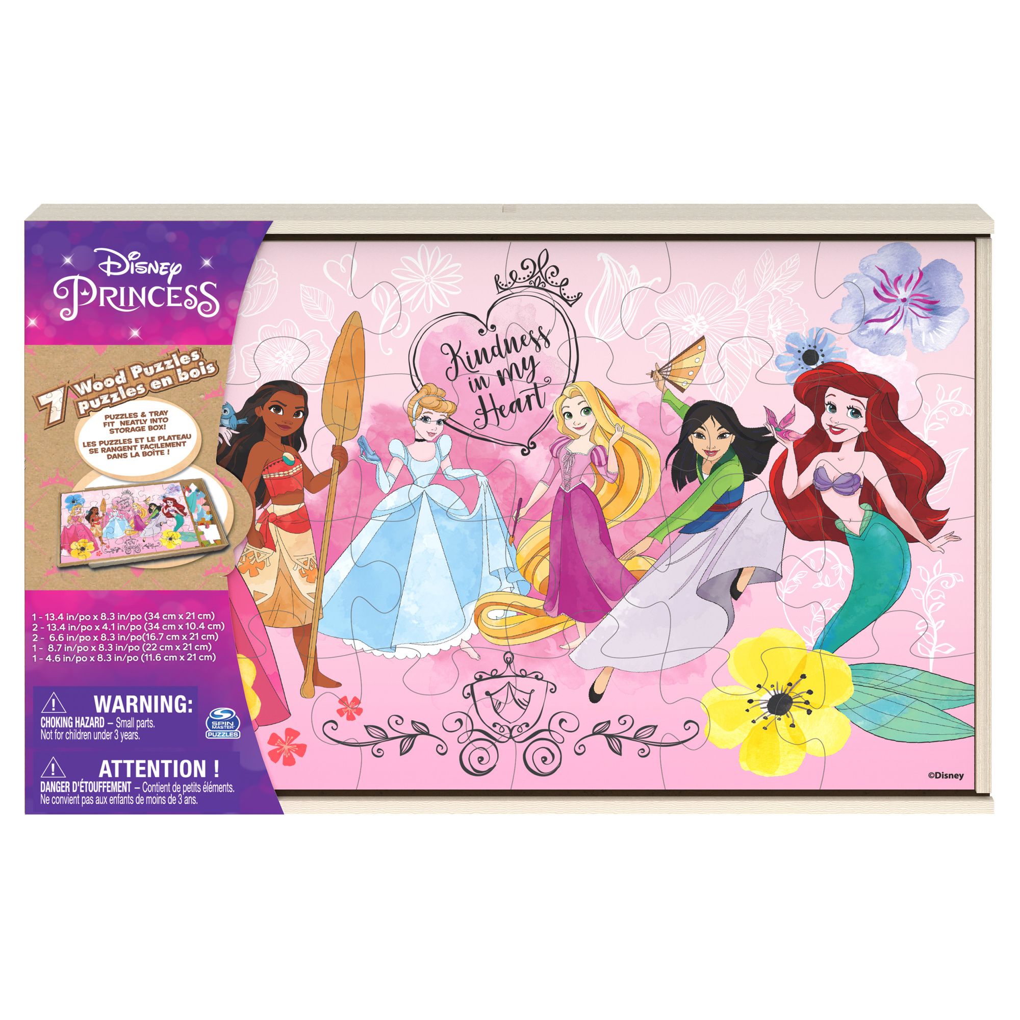 PACK X7 ROMPECABEZAS DE MADERA PRINCESAS JUEGOS DE MESA LICENCIA